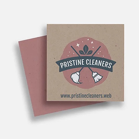 Square business cards for a cleaning service designed by Vistaprint