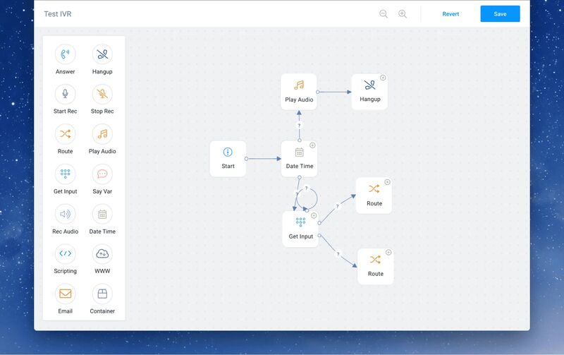 Creating the IVR node connections using the RingCentral app.