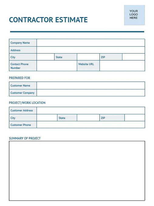 Estimate Template For Contractor Prntbl concejomunicipaldechinu gov co Estimate Template For Contractor Prntbl concejomunicipaldechinu gov co