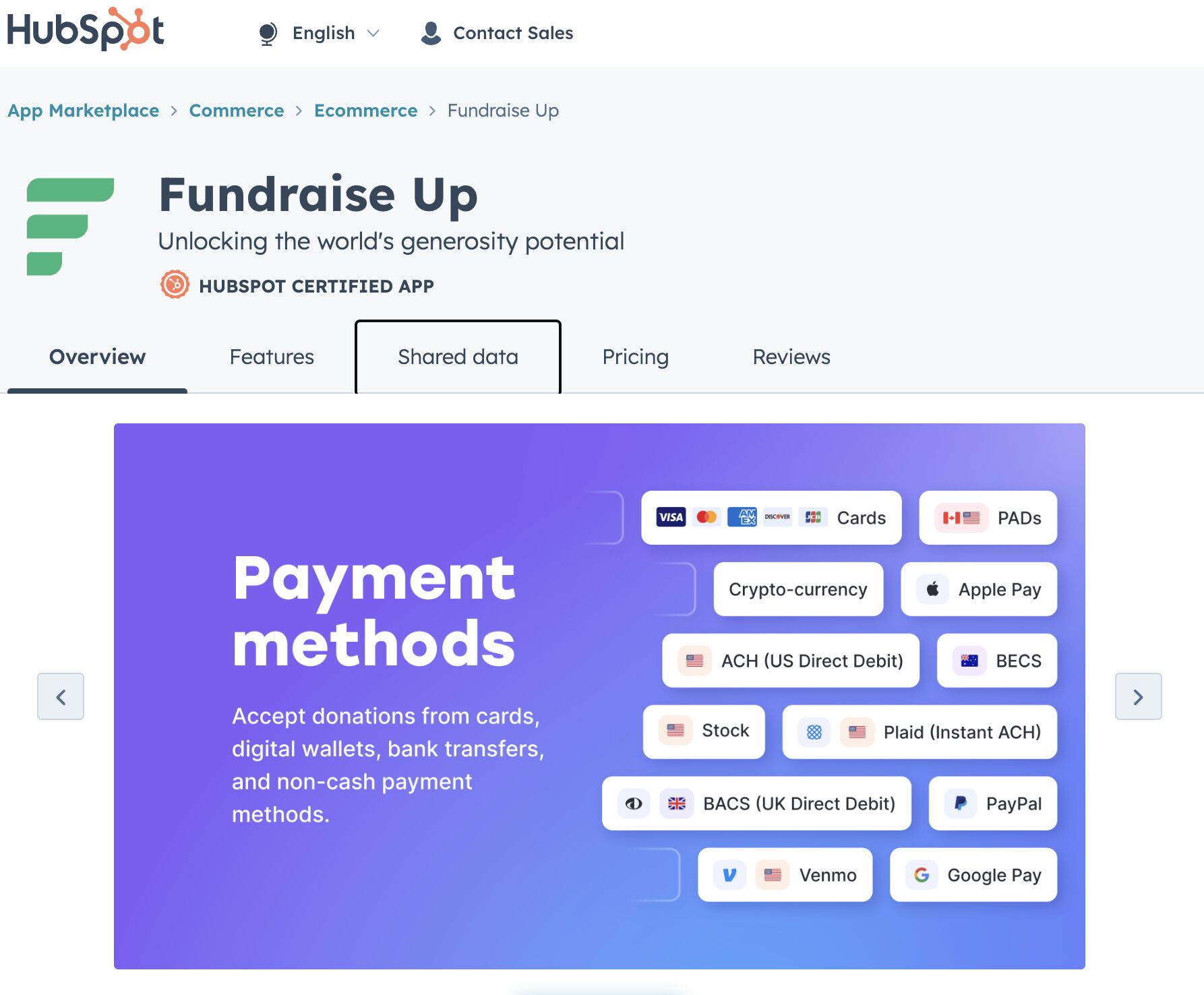 HubSpot and Fundraise Up integration.