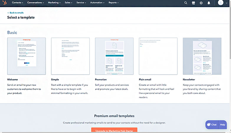 HubSpot ready-made templates