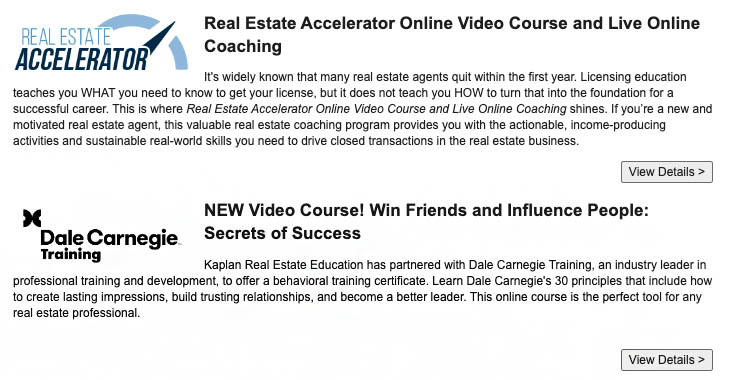 Kaplan real estate accelerator online course description and dale carnegie training