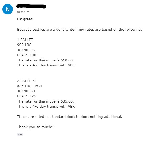Copy of email showing estimate form MODE.