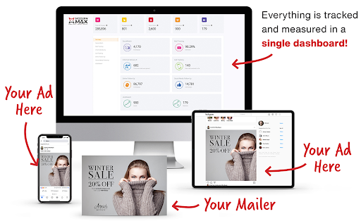 Image of the Modern MAX digital mailing and social ad marketing.