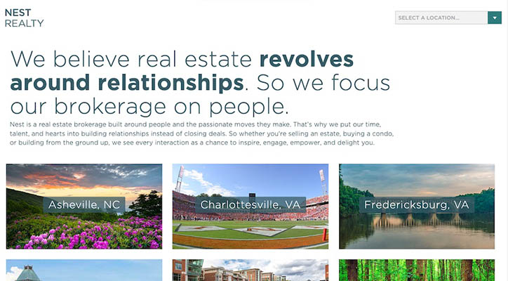 Home page of Nest Realty's website