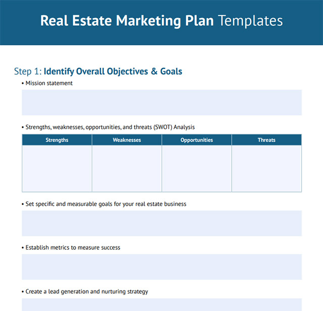 one page business plan for real estate agents