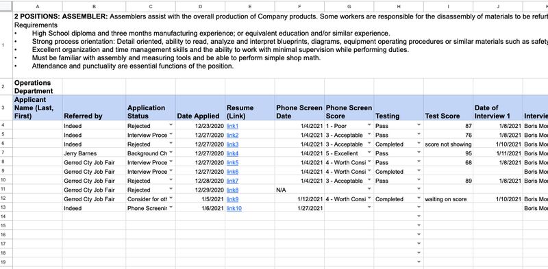 Recruitment Template Sample Screenshot