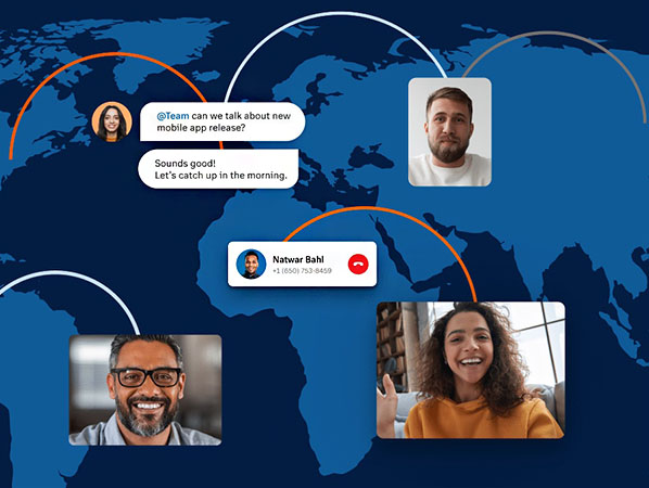 An image showing how RingCentral Global MVP helps distributed teams stay connected