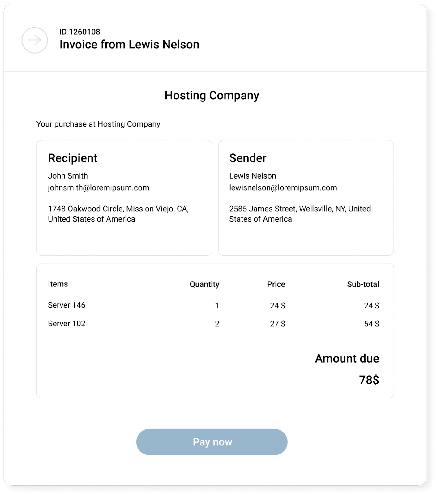 Sample Invoice from CoinGate.
