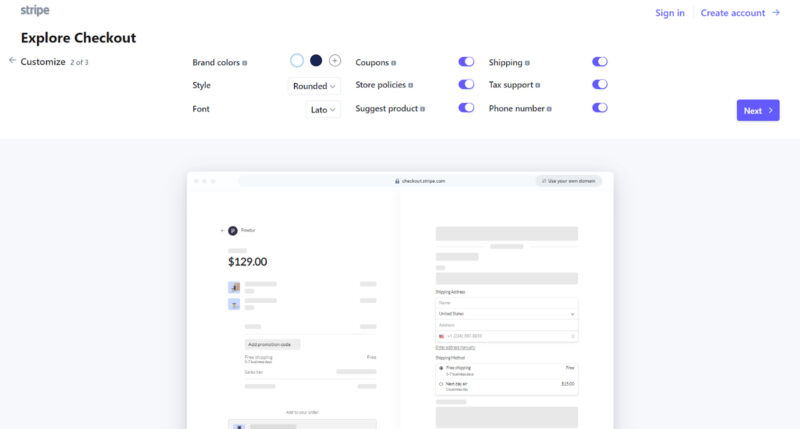 Customizations for Stripe's one-time payment checkout page.