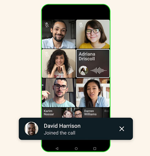 A live call on WhatsApp with multiple participants