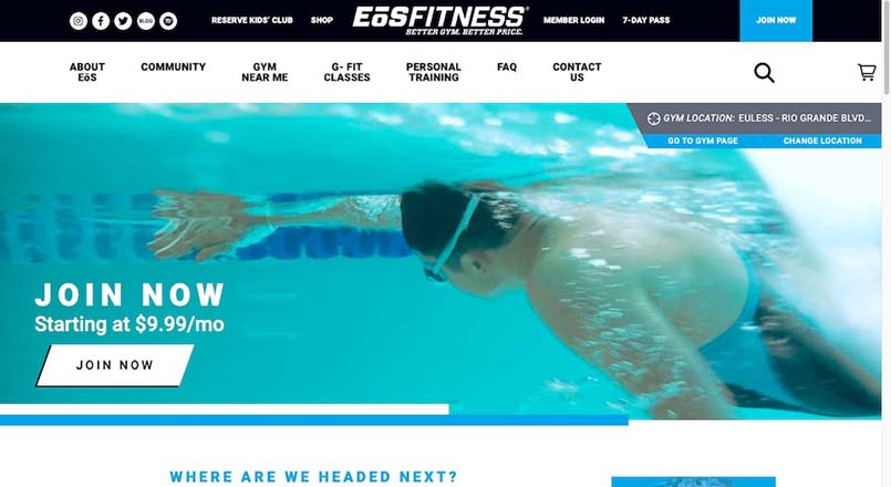 Interface of a fitness website designed by Ignite Visibility