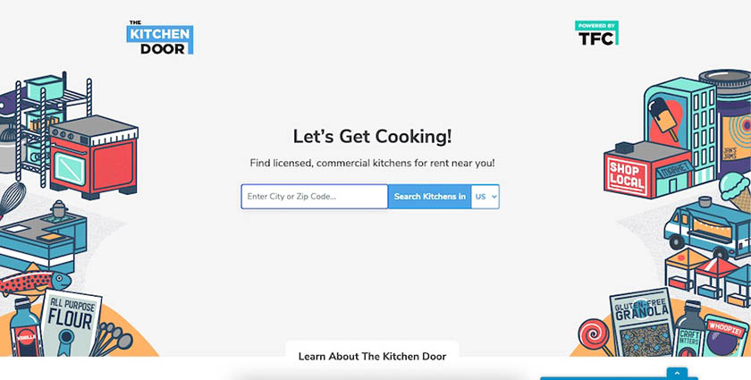 Home page of The Kitchen Door's website