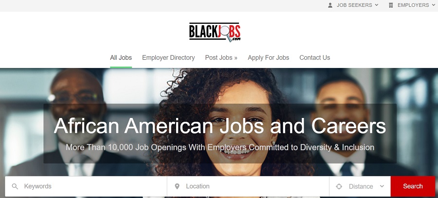 BlackJobs.com job search page.
