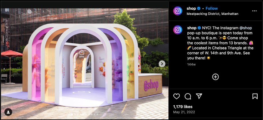 Colorful pop up shop displayed on instagram.