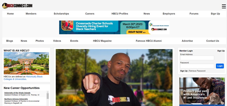 HBCU Connect login page.