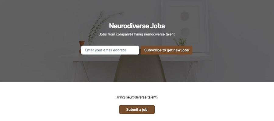 simple homepage with button to subscribe to get new jobs and submit a job