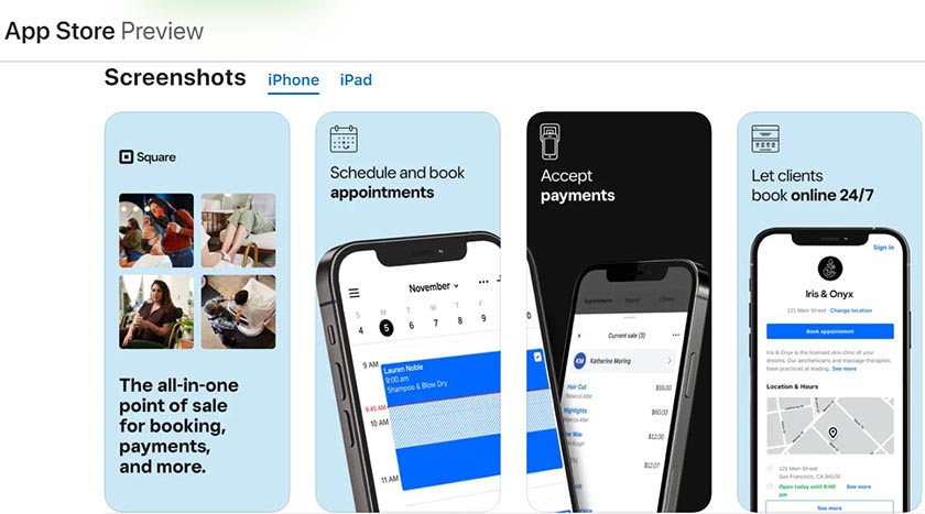Square Appointments app in the Apple App Store.