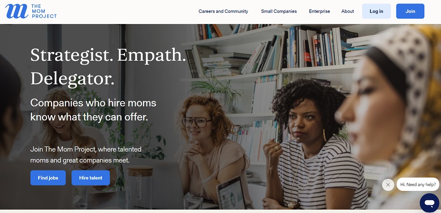 The Mom Project login page.