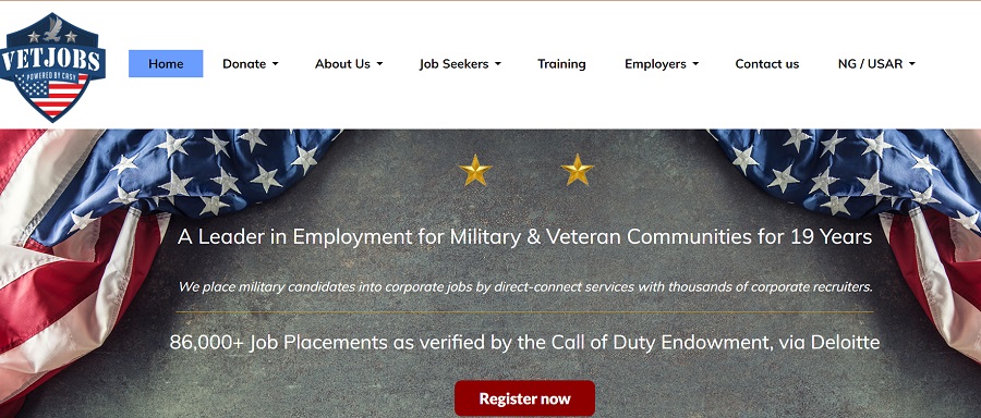 VetJobs.com homepage.