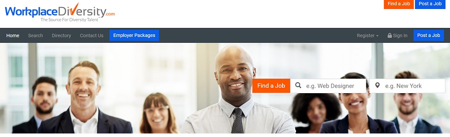 WorkplaceDiversity.com job search page.