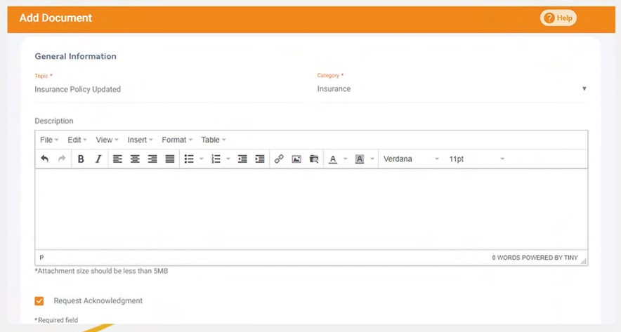 Screenshot of the Orange News tool showing how you can type in a new announcement.