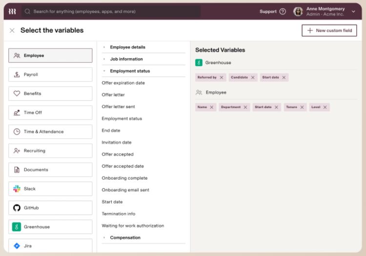 reporting dashboard showing Greenhouse reporting by selected variables