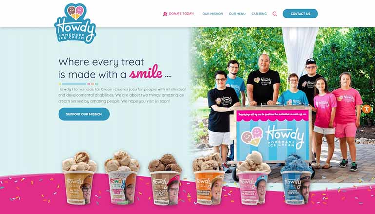 Website interface for an ice cream brand designed by WebFX