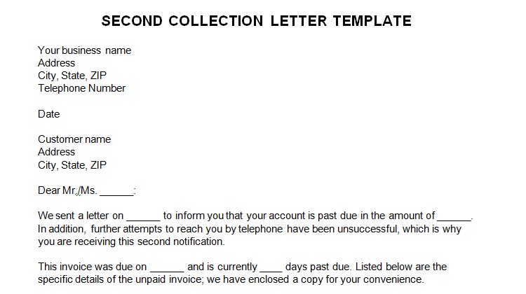 Second Collection Letter Template