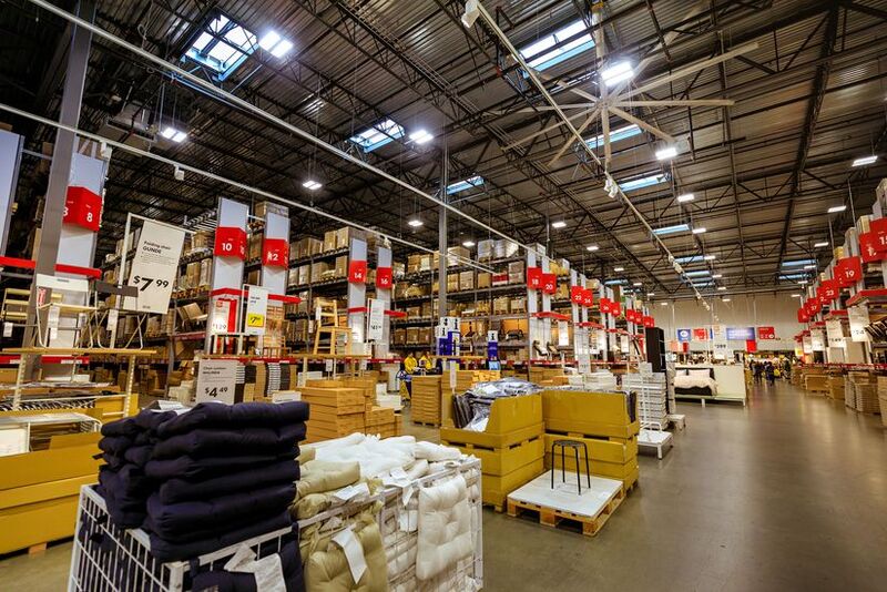 Ikea warehouse with one large center aisle