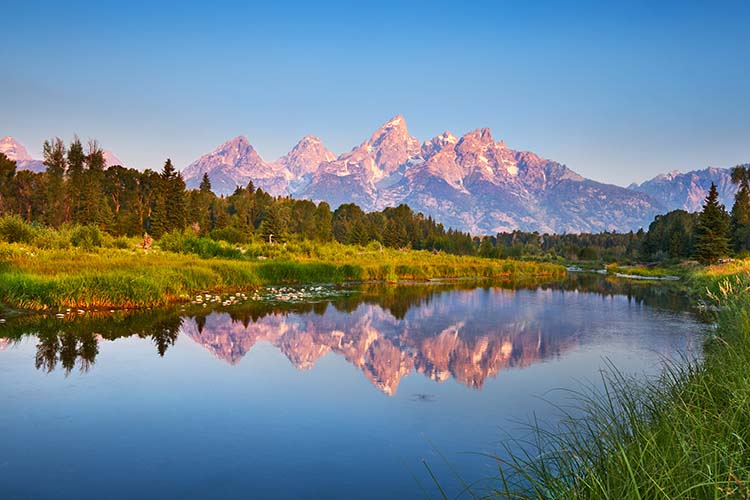 Picture of Grand Teton at Schwabacher's Landing on the Snake River, Wyoming