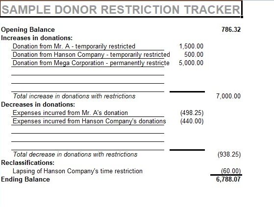SAMPLE DONOR RESTRICTION TRACKER