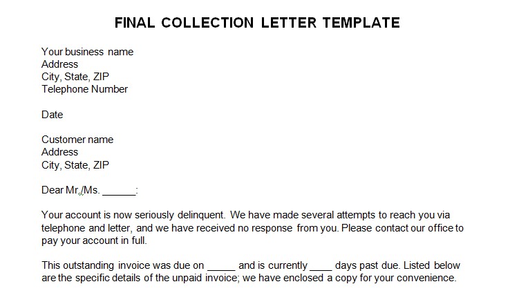Final Collection Letter Template