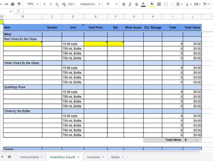 Free Bar Inventory Spreadsheet Templates (  How to Use Them)