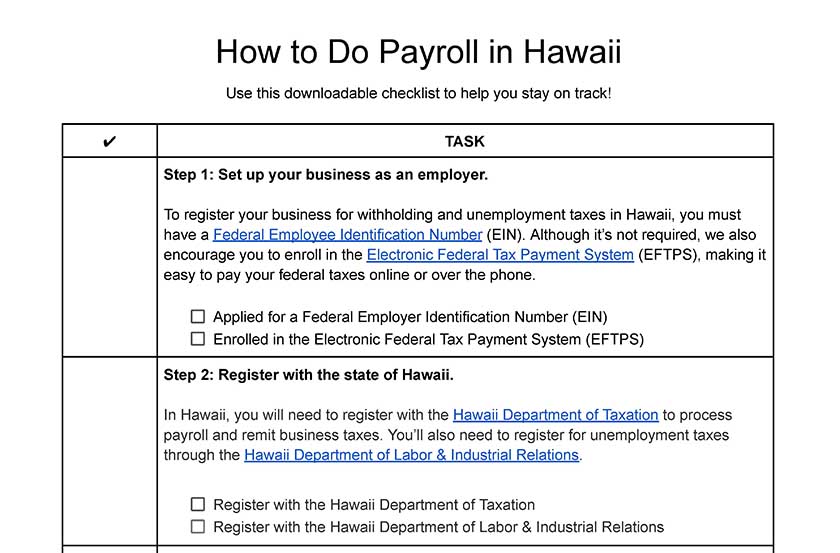 How to do payroll in Hawaii.