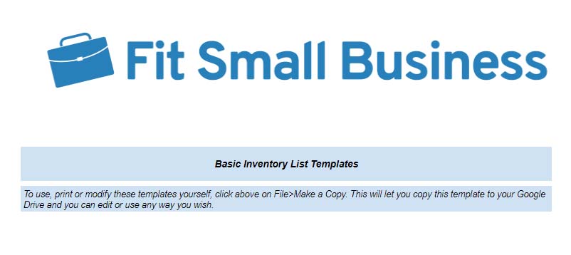 Inventory list templates.