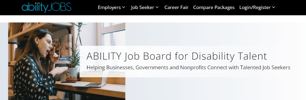 woman using sign language on abilityjobs homepage