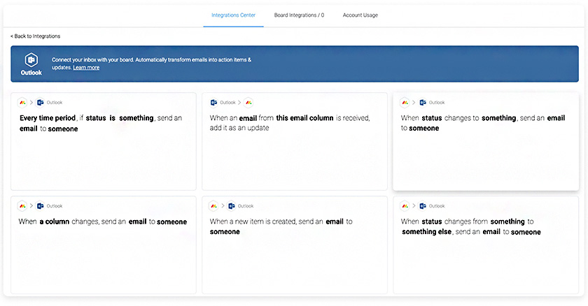 Creating simple automated workflows for Outlook in monday.com