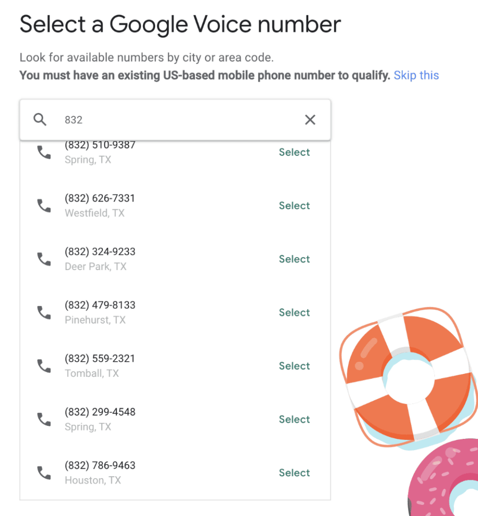 The Google Voice phone number lookup tool for Texas numbers.