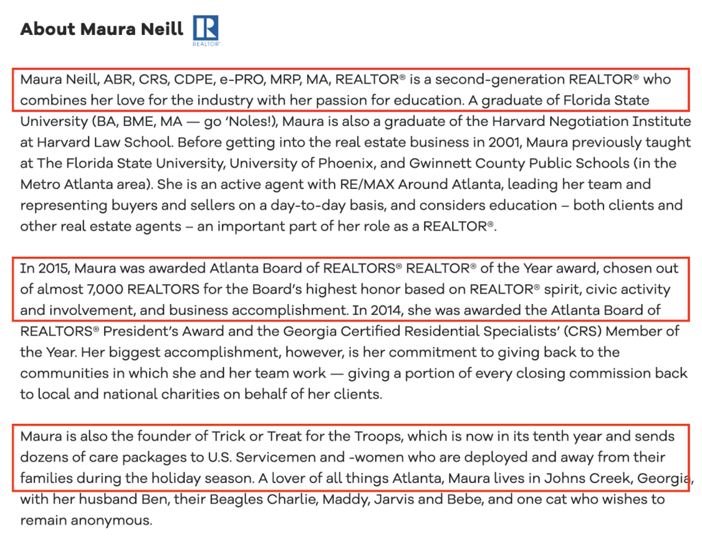Real estate bio of Maura Neill