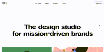 Design studio Tofu Design's landing page from their website