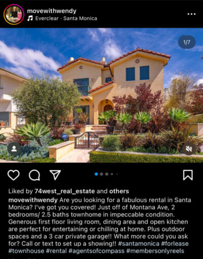 Real estate Instagram post with hashtags