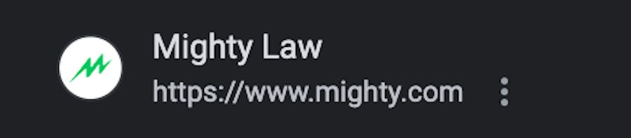 Favicon and URL for the website Mighty Law