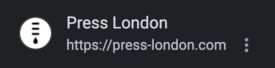 Favicon and URL for the website Press London