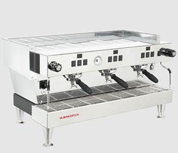 Stainless steel La Marzocco espresso machine.