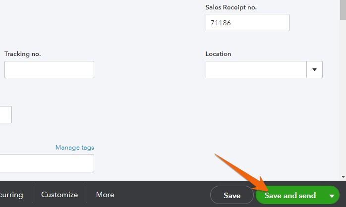 Save sales receipt and send it via email in QuickBooks Online