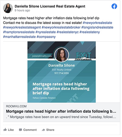 Screenshot of Facebook post of mortgage information sharing