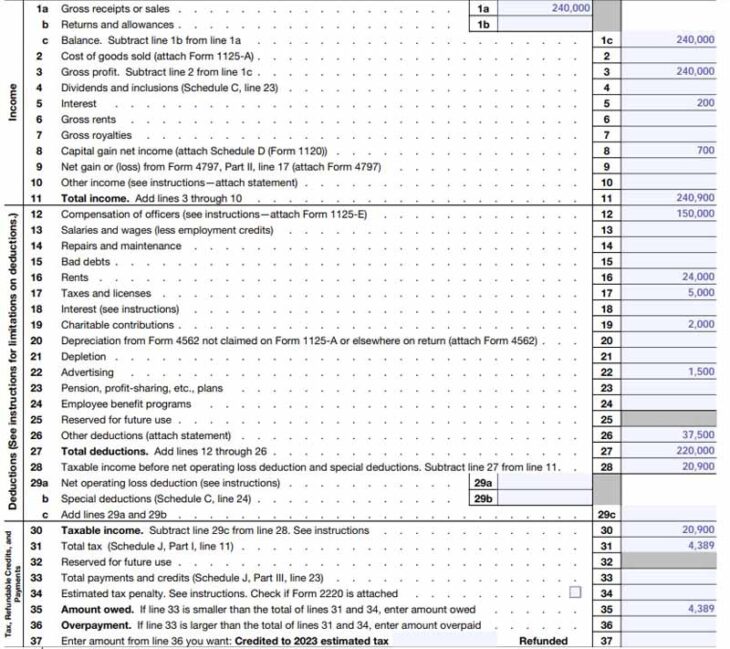 How To Fill Out Form 1120 (With Example)