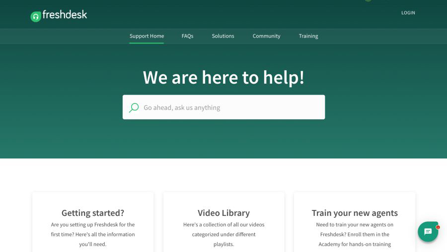 An example of Freshdesk's customizable knowledge base page.