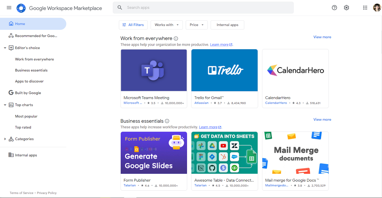 Gmail marketplace for addons and integrations.